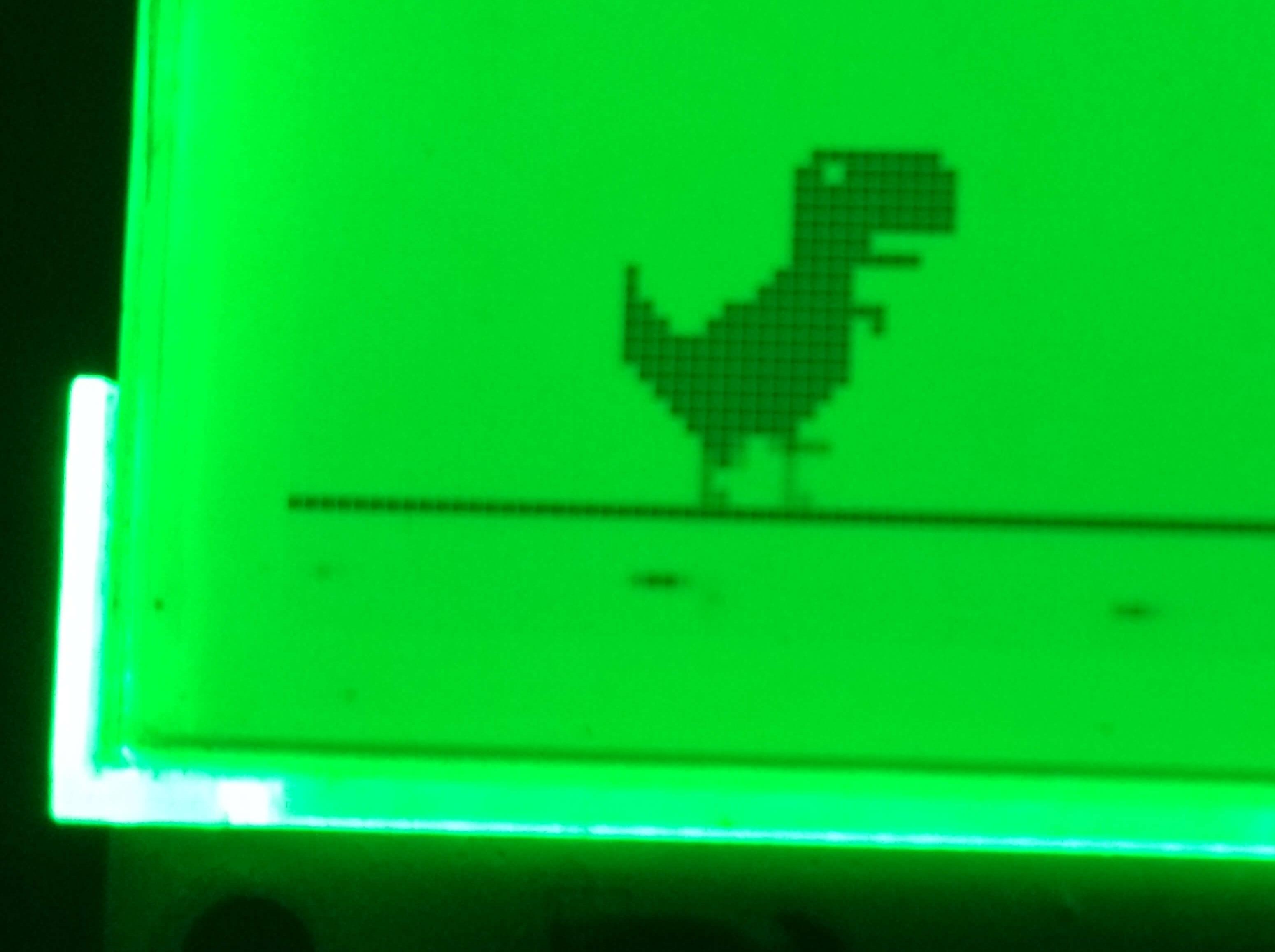 Rodando o jogo do T-Rex em um testador de componentes - Dragão sem